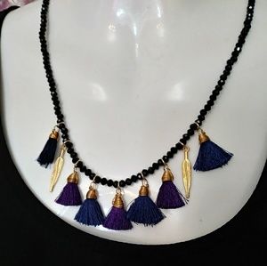 Boho Multitassel Necklace and Tassel Earrings